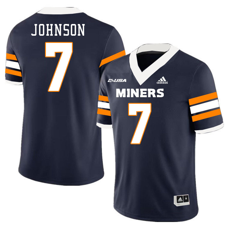 KD Johnson UTEP Jersey,UTEP Miners #7 KD Johnson College Football Jersey,Uniforms-Navy